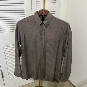 Paul Fredrick Men's brown/ taupe cotton cashmere Button-Down Shirt